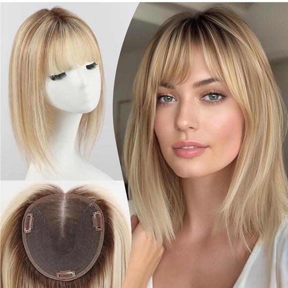 Other - HUMAN HAIR ombré light ash blonde topper 14”